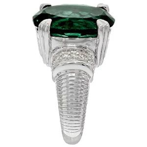 Judith Ripka Sterling 8.00ct Green Synthetic Quartz & Diamonique Ring
